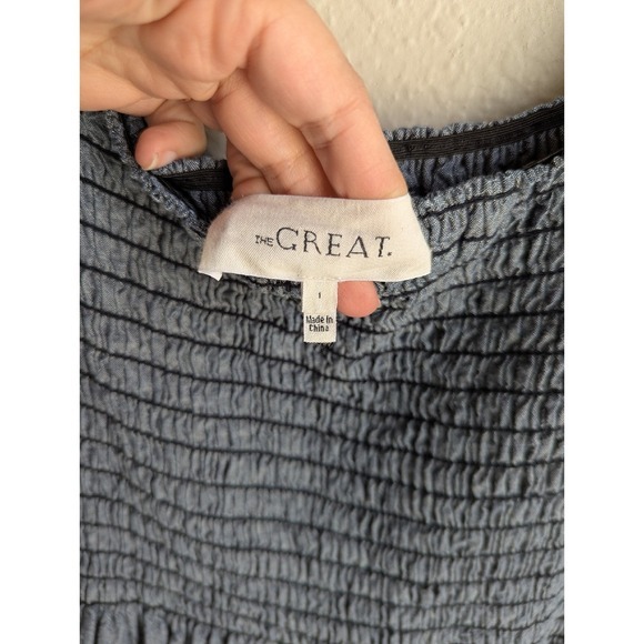 The Great. midi dress size‎ S Carnival Indio Denim Chambray off shoulder bardot - Picture 6 of 7